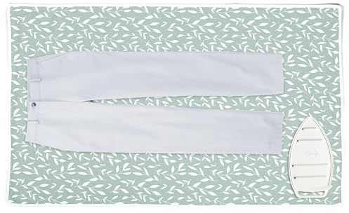 Encasa XO strykmatta, 3 mm filtvaddering, silikon järnstöd grön broschyr | 122 cm x 71 cm | Värmereflekterande | Vikbar och bärbar | Tryckt yta av ren bomull | Bords- och sängpressning
