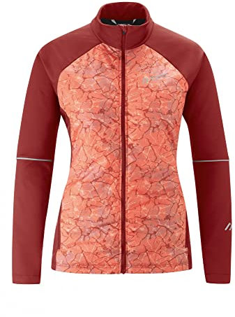 Maier Sports W Telfs Jacket 2.0 Colorblock-Rot - Atmungsaktive elastische Damen Langlaufjacke, Größe 44 - Farbe Sun-drie