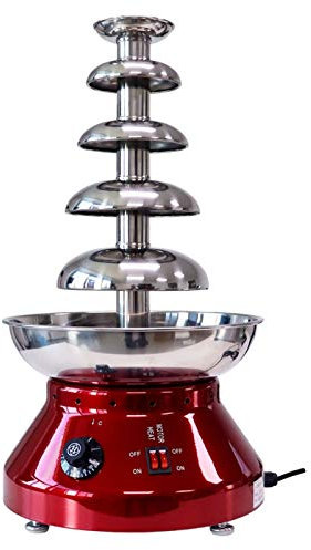 Générique Fontaine à Chocolat Professionnelle à 5 Niveaux, Machine à Fontaine à Fondue au Chocolat, réglages de la Chaleur et du Moteur, pour fête de Mariage (Rouge)