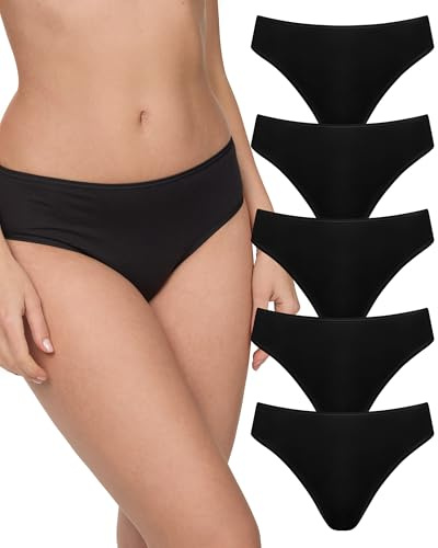 Nur Die 5er Pack Mini Slip Mehrfarbig aus Baumwolle Stretch Unterwäsche Unterhosen Basic Mehrpack Damen, schwarz, L