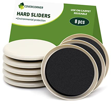 COVERCORNER Furniture Sliders for Carpet 8 PCS - 3 1/2 inch Furniture Moving Slider Chair Legs Floors Protectors– Move Your Furniture Easy & Safely(for Carpet)