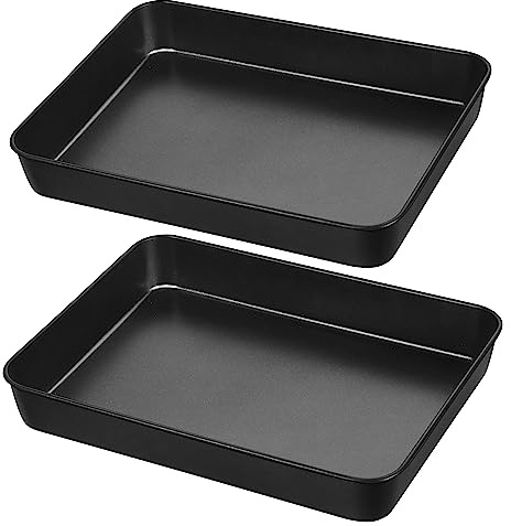 Herogo Deep Baking Pan Set of 2, 8 X 10.5 Inch Non-Stick Sheet Cake Pan for Oven, Rectangle Stainless Steel Lasagna Brownies Casseroles Cakes Bakeware, Oven Safe