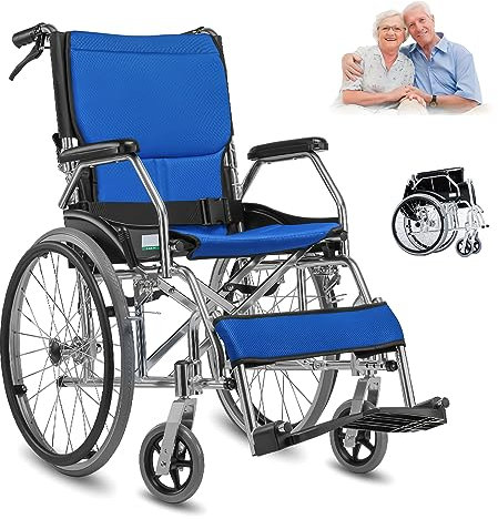 GHBXJX Rollstuhl Faltbar Leicht Aktivrollstuhl, Rollstühle mit Selbstantrieb, Ultraleicht Rollstuhl für die Wohnung und Urlaub, Reiserollstuhl, Klappbare Rückenlehne, Sitzbreite 45 cm, Aluminium