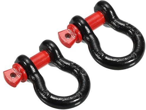 PATIKIL Screw Pin Shackle 1/2 x 4409lbs, 2 Pack Carbon Steel D Ring Shackle for Towing Rigging, Black Red