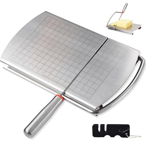 GMYIAK Edelstahl-Käseschneider, Mehrzweck-Käseschneider mit Klingen für Blockkäse, Butter, Gemüse, Wurst, Kräuter und mehr, müheloses Schneiden