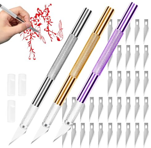 38 Pezzi Cutter di Precisione Set, 3 Bisturi con 35 Lame di Ricambio, Taglierino di Precisione per Arte, Carta, Scrapbooking, Stencil