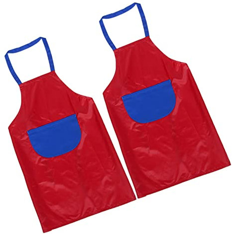 Amosfun 2stücke Kunstmalschürze Für Junge Mädchen Pvc-beschichtet Malschürze Kinderschürze Mit Langen Bändern