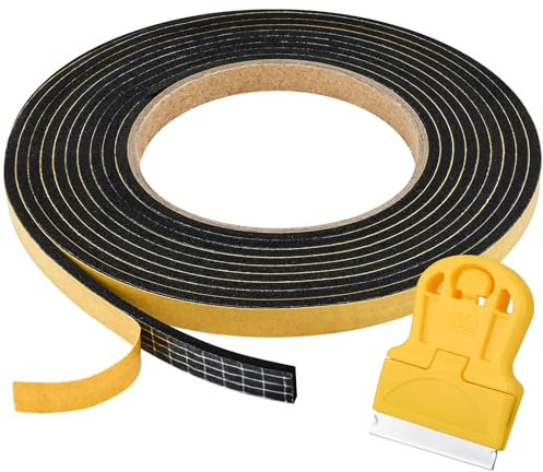 Ancable Cinta de Sellado Autoadhesiva para Fregaderos Empotrados, 9 mm x 3 mm x 3,3 m, Resistente Al Agua Con Pequeño Raspador