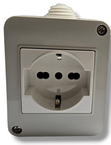 Terryshop74® Cassetta Elettrica Punto di Alimentazione IP40 per Interno – 1 Presa Schuko 220-240V, Colore Bianco – Ideale per Case, Negozi e Fabbriche