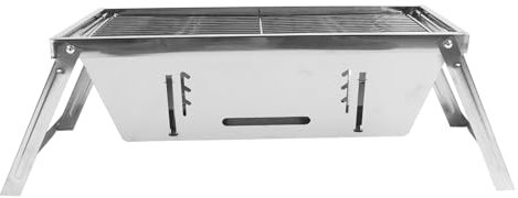 Parrilla de Carbón para Barbacoa Plegable, Parrilla para Barbacoa para Ahumar para Acampar Al Aire Libre, Parrilla para Barbacoa de Carbón Plegable de Acero Inoxidable con