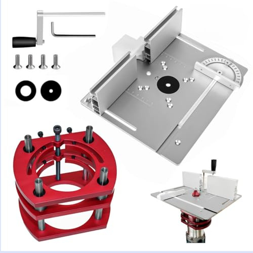 Mesa Fresadora para Madera Aluminio, Sistema Elevación de Mesa para Fresadora Kit, Sujeción de 4 Mordazas Mesa Fresadora, para Carpintería, Ranurado y Recorte (Plata)