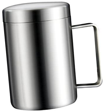 Amosfun Mug en Acier Inoxydable 316, Tasse à Boisson Double Paroi, 1 Pièce