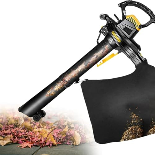 LFfwynog Leaf Blower Vacuum Mulcher, Corded Garden Blower 6-Speed Speed Regulation with 40L Collection Bag 3800W Power for Lawn Care, Patio, Blowing Leaves,30mline