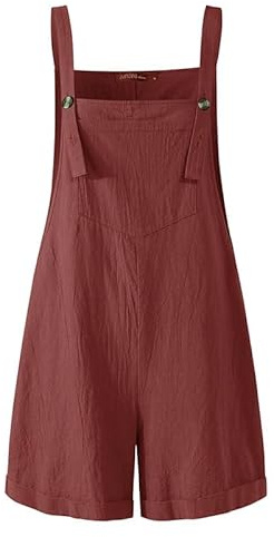 MINTLIMIT Women's Casual Short Overalls Cotton Adjustable Straps Rompers Linen Shorts Jumpsuit Playsuit