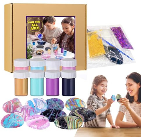 Qidures Steine Bemalen Set Für Kinder, Kreativ Steinmalerei Set, Steine Bemalen Bastelsets Für Kinder, Steine Bemalen Bastelset Kreativ Set Für Kinder Erwachsene Geschenke Malset