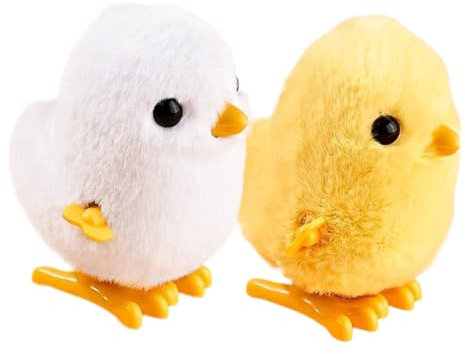 LALADEFIEE Aufziehspielzeug Tierfiguren 2 Stück Für Kinder Kleines Kuscheltier Mit Robustem Material Buntes Aufzieh Küken Spielzeug Interaktives Mitgebsel Für Kindergeburtstage