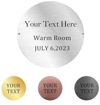 CustomizeFactory Customized metal Name Plaque, Engraved Name Plate, Personalized Name Plaque, personalized Placards of metal door nameplates, laser carved and brushed stainless steel plaques (Round