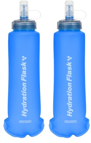 TRIWONDER Mjuk flaska hopfällbar löparväst vattenflaska 500 ml vikbar vattenflaska för maraton, cykling vandring (blå – 2 st)