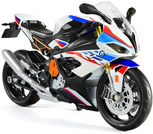SHINESIGNAL Motorradspielzeug Kompatibel mit BMW S1000RR 1:12 Mini Motorrad Modell aus Druckguss - Geschenk für Kinder ab 8 Jahren und Erwachsene (Weiß)