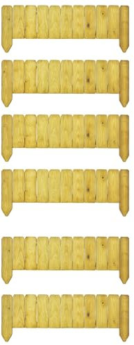 RANRHA Wooden Garden Border Fence – Pack of 6, 1M Panels, Weather Resistant Natural Wood Border for Outdoor Landscaping & Décor