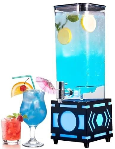 Tireuse à bière 3 L avec éclairage LED – Robinet à bière en Acier Inoxydable for fêtes, Bars et Clubs – Style Brasserie française(Black)