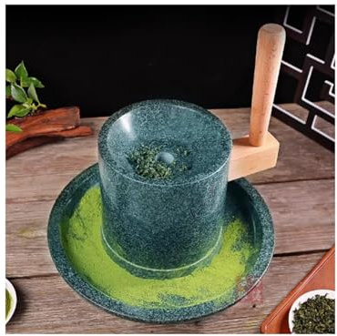 Moulin À Thé En Pierre Vintage, Moulin À Thé En Pierre Lapis-lazuli, Petit Moulin À Poudre De Thé Matcha Avec Cadre En Bois, Pour Moudre Les Grains Secs Et Humides(S)