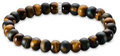THOMAS SABO Armband Tigerauge Goldbraun und Blaugold Recyceltes 925 Silber, geschw. 21,00 cm A2196-826-2-L19