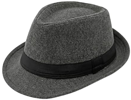 Cappello unisex Trilby Fedora anni '20 stile vintage Panama Jazz Cap con fascia decorativa per uomo donna Manhatta Gatsby Derby Hat, Grigio, Taglia unica