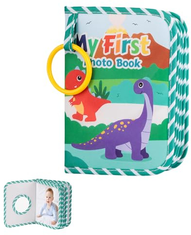 Baby Fotoalbum Stoff - Erinnerungsbuch, Fotoalbum Baby Stoff, Lebensjahr Kinder, Mein Erstes Babyalbum Buch Stoffbuch Babybuch Fotobuch für Kinder Kleinkinder Neugeborene, Dinosaurier