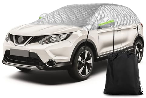 Hagelfilt halvgarage kompatibel med Nissan Qashqai 2013–2025, snöskydd halvt bilskydd 6 lager tjockt halvskydd vattentätt med vindtät rem reflekterande ränder