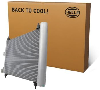 HELLA 8FC 366 220-421 Condensador, aire acondicionado - Tubos refrigerantes paralelo - Aluminio - con juntas - con secador
