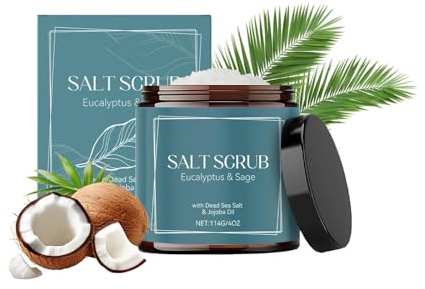 Körperpeeling mit Meersalz und Kokosnuss, Feuchtigkeitsspendendes Body Scrub mit Natürlichen Ölen, Duschpeeling für Weiche und Gepflegte Haut, Sanftes Peeling für Alle Hauttypen (1pc, 114g)