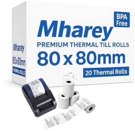80 x 80mm Premium Thermal Till Rolls, Receipt Paper Rolls for Cash Register, EPOS Printer, POS Terminal, Credit Card Machine PDQ, for Epson, Citizen Printer.