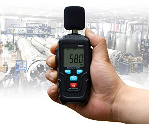 KFGISD, Fonometro digitale portatile, con funzione di mantenimento dei dati Max/Min/Hold, tester di rumore LCD con intervallo da 35 a 135 dB in decibel,Misuratore di decibel