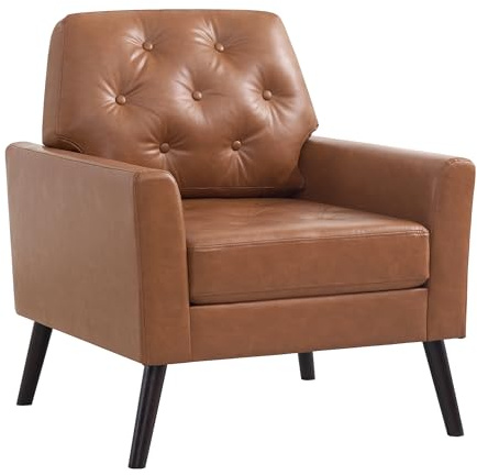 YUUIJOAA Ohrensessel Wohnzimmer,Lesesessel,Polstersessel mit Samt Order PU Kunstlede,Sessel Wohnzimmer für Wohnzimmer/Schlafzimmer/Büro/Balkon(Brown)