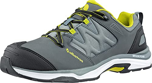 ALBATROS ULTRAIL låg arbetssko säkerhetssko S3 ESD HRO SRC fiberglaslock ESD penetrationsskydd halkfri värmebeständig metallfri unisex, GRÅ, 41 EU