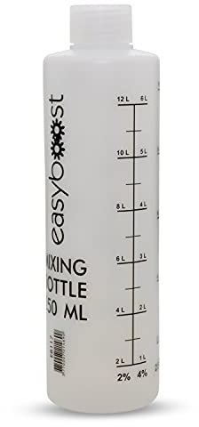 Easyboost 2 Stroke Oil Fuel Mixing Bottle with Cap 1:50-1:40-1:33-1:25-1:20-1:17 250ml Petrol Gas Measuring Jug for Motorcycle Scooter Vespa Quad Brush Cutter Cross MX Chainsaw Lawnmower (1 bottle)