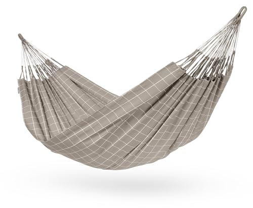 LA SIESTA® - Brisa - Klassische Doppel-Hängematte, handgefertigt in Kolumbien, mit 160 cm Breite für entspannte Momente drinnen und draußen. (Almond)