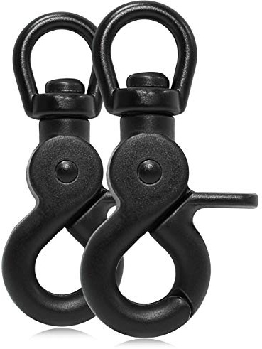 Ganzoo Scheren-Karabiner Haken mit 360° Drehgelenk, schwarz matt, 2 Stück, legierter Stahl 61 mm Länge, Schnellverschluss für Hunde-Leine/Halsband, Schlüsselanhänger, Paracord-Flechtarbeiten