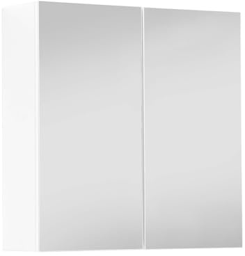 mokebo Bad Spiegelschrank 'Die Badenixe' (71x70x23 cm) Made in Germany, Badschrank schmal, Hängeschrank mit Spiegel & Badezimmerschrank aus Holz in Weiß (auch als Badmöbel Set)