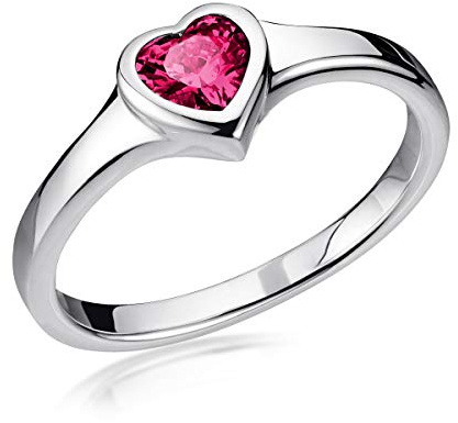 MATERIA Roter Herz Ring Silber 925 Damen - Verlobungsring Silberring rhodiniert mit Zirkonia