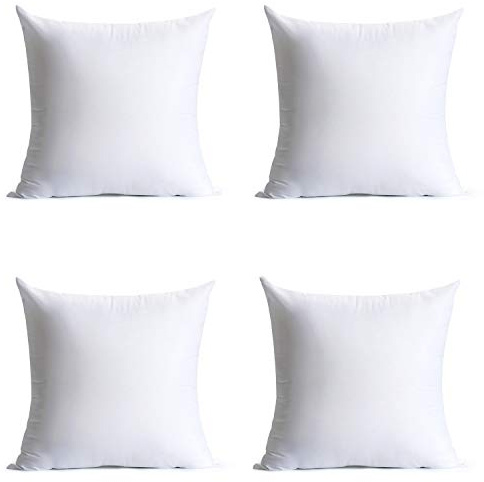 Calibrate Timing 20 x 20 inches Pillow Inserts, Set of 4 Hypoallergenic Brushed Microfiber Liner Down Alternative Filled Square Cushion Throw Pillow