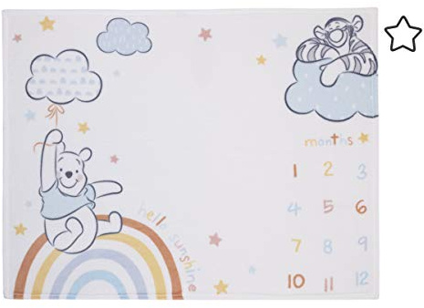 Disney Winnie The Pooh - Manta de bebé súper Suave con diseño de arcoíris y Blanco, Azul Claro, Blanco, Naranja, Amarillo