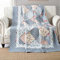 Qucover Patchwork Copriletto Trapuntato Singolo 150x200 cm Trapuntino per Primaverile Estivo Coperta in Cotone Shabby chic Blu Stile Country
