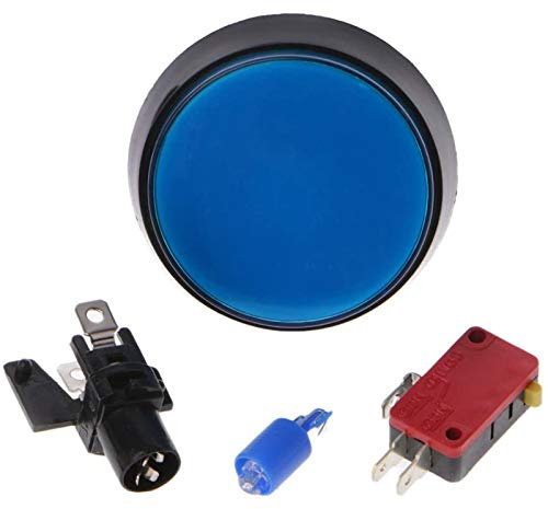Botón pulsador de juegos, botón de consola de juegos de 12 V con iluminación LED botones pulsadores de 60 mm (azul)