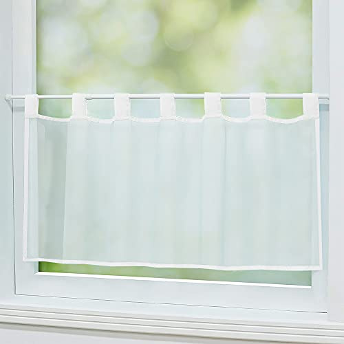Scheibengardine Bistrogardine Cafehausgardine für Vitragestange oder Klemmstange - Stoff Voile Uni transparente Gardine Stores Breite 145 x 30 cm Höhe - Farbe weiß