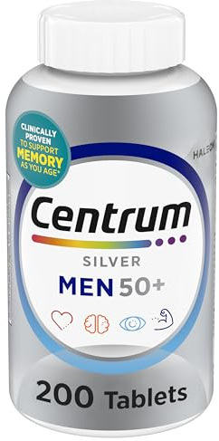 Centrum Silver Men's 50+ Multivitamin with Vitamin D3, B-Vitamins, Zinc for Memory and Cognition - 200 Tablets