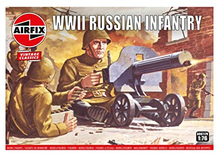 1/76 Russische Infanterie. Plastikmodellbausatz für sowjetische WWII Infanterie, insgesamt 48 Teile für Figuren in 16 verschiedenen Posen.