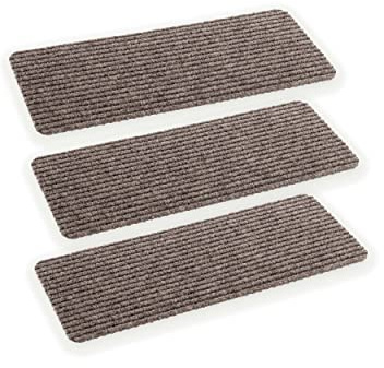 Schmale rutschfeste Fußmatte innen pflegeleicht - Beige 3er Set 25 x 60 cm | Langlebige Schmutzfangmatte strapazierfähig Türmatte wasserabweisend Fußabtreter antistatisch Schuhparkplatz schmutzabweisend