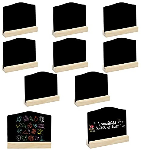 10 STK Mini Kreidetafeln, Tafelschilder Holz, Doppelseitige Kleine Tafel mit Ständer, Kreidetafel Memotafel Tischtafel, Holzsockel Mini Staffelei Tafelschilder Für Preisschilder,Hochzeit Schilder
